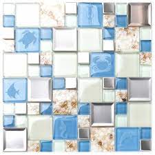 Blue Mosaic Tile Accent Wall Decor