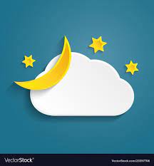 Paper Half Moon Cloud And Stars In The