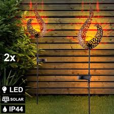 Set Of 2 Led Solar Outdoor Lamps Garden