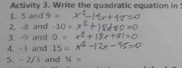 Quadratic Equation In Standard Form