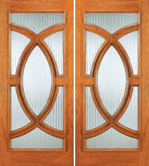 Entry Wood Double Door With Glass Design