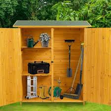 Natural Wood Outdoor Storage Cabinet