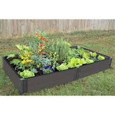 Frame It All 4 Ft X 8 Ft X 11 In Weathered Wood Composite Raised Garden Bed 2 In Profile
