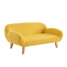 Akkeri Medium Yellow Fabric Dog Couch