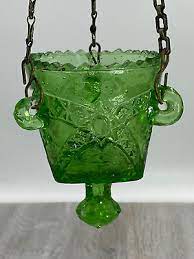 Antique Lamp For Icon Green Glass