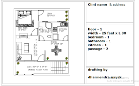 House Plan Plot Size 25 X 30 Feet Cadbull