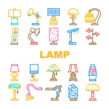 Lamp Equipment For Illuminate Icons Set