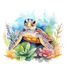Sea Turtle Watercolor Clipart Ai