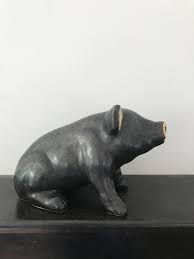 Pig Large Black Ceramic Sitting Pig