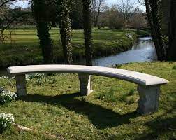 Curved Ivy Double Stone Garden Bench