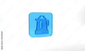 Blue Electric Kettle Icon Isolated On