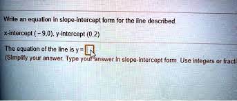 Equation In Slope Intercept Form