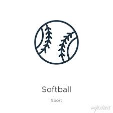 Softball Icon Thin Linear Softball