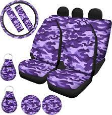 Pzuqiu Purple Camo Seat Covers For Cars