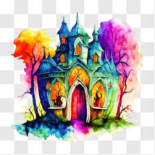 Colorful Painting Of Old Castle