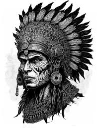Realistic Aztec Warrior Coloring Page