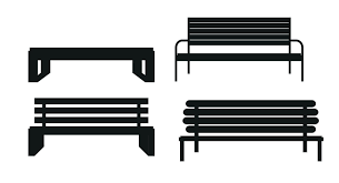 Outdoor Bench Icon Set Vector