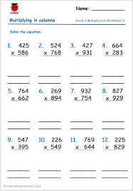 Free Grade 6 Multiplication Worksheets