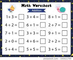 Math Worksheet For Kids Addition And