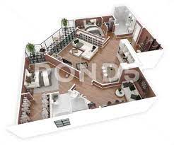Floor Plan Of A House Top View 3d