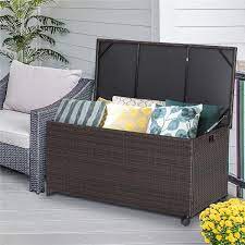 Brown Pe Rattan Steel Deck Box