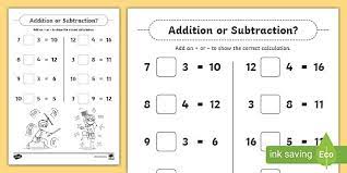 Subtraction Which Symbol Worksheet