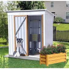 5 Ft W X 3 Ft D Gray Galvanized Metal Shed With Lockable Doors Tool Storage Garden Shed For Patio Lawn Trash Cans