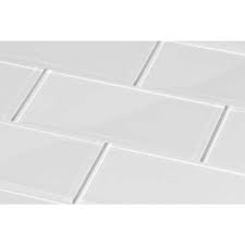 Giorbello Bright White 3 In X 6 In X 8 Mm Glass Subway Tile 5 Sq Ft Case