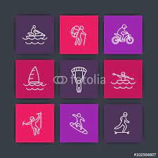 Extreme Outdoor Activities Line Icons