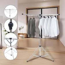 Yiyibyus Freestanding Foldable Adjustable Height Stainless Steel Laundry Clothes Drying Rack Silver
