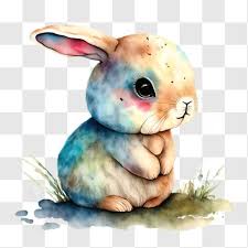Adorable Watercolor Rabbit Painting
