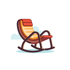 A Wooden Rocking Chair With A Red Seat