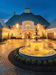 Guests With A Large Outdoor Water Fountain