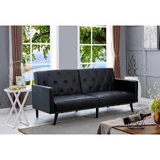 Black Faux Leather Tufted