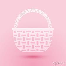 Paper Cut Ping Basket Icon Isolated