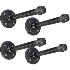 Black Industrial Pipe Shelf Bracket