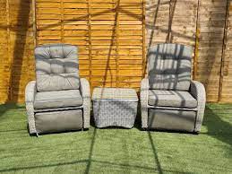 Reclining Set In Latte Rattan