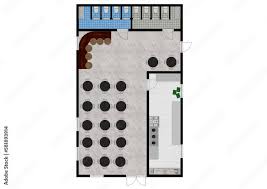 Cafe Top View Plans Restaurant Floor
