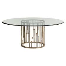 Lexington Shadow Play Rendezvous Round Metal Dining Table With 72 Inch Glass Top