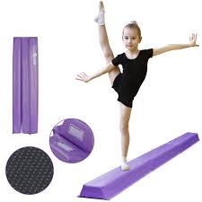 zensports 9ft tri fold balance beam portable home gymnastics kids training anti slip base purple size 9