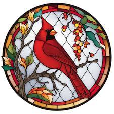 Stained Glass Style Cardinal Bird Ai