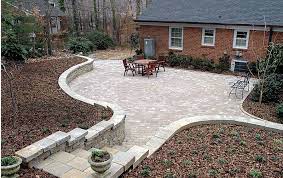 A Concrete Paver Patio From The Bottom