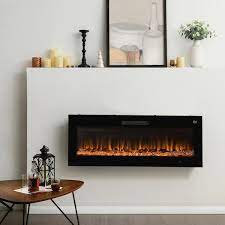 50 L Recessed Wall Mounted Electric Fireplace With 9 Color Flames