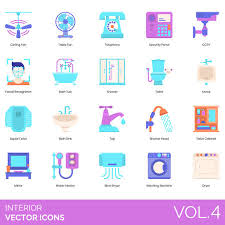 Interior Icons Including Ceiling Fan