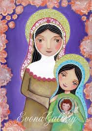 Folk Art Painting Icon Of Saint Anne