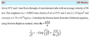 Solved Air At 25Â C And 1 Atm Flows