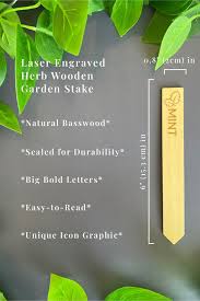 Wooden Mint Garden Stake Herb Plant