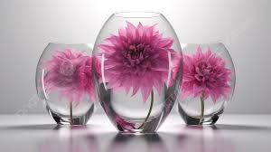 Glass Vase Holds Three Pink Flowers In