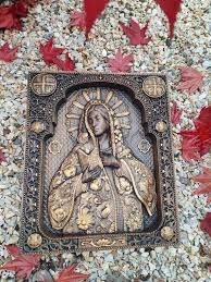 Our Lady Icon Wood Carved Religious
