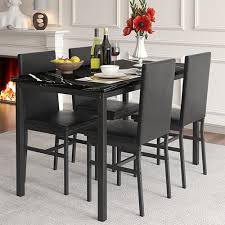 5 Piece Dining Table Set Modern Faux